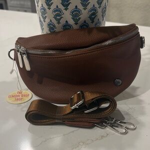 Lemon Drop Shop Brown Vegan Leather Crossbody Bag